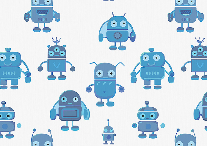 Robo Town, Bot Blue - Twist&Fit Roman Blind - Image 7